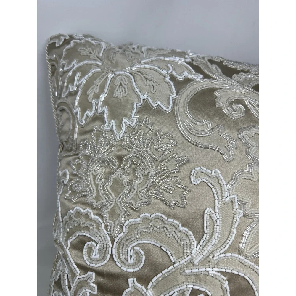 Glass Beaded Pillow‎ By Elizabeth Phillips Handmade Rare EUC 22x22